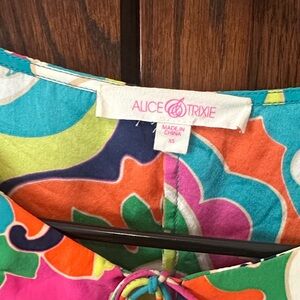 Alice & Trixie Vibrant Floral Tie-Front dress- Orange Teal Pink Green Purple-XS